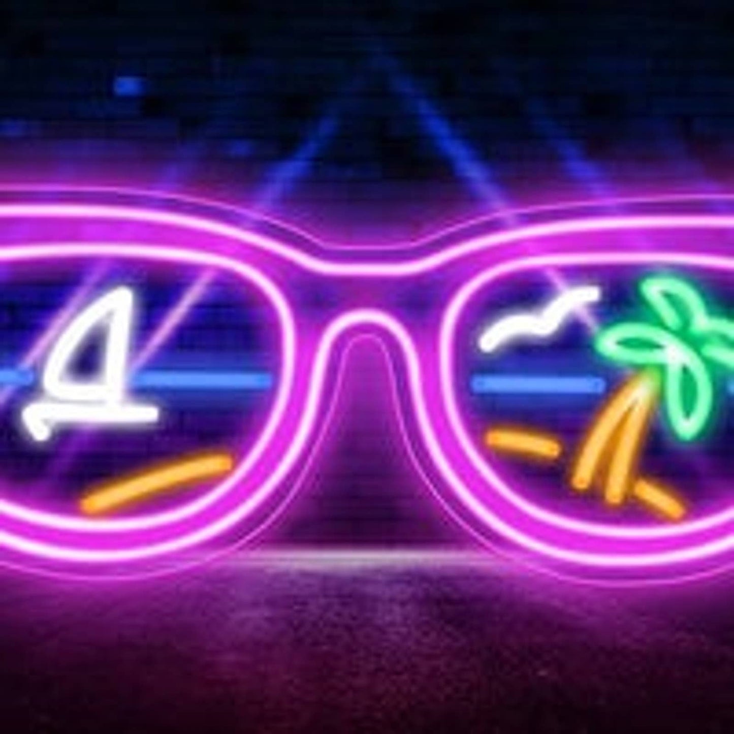 Lovely Bright Pink Vacation Sunglass Palm Tree LED Night Light Room Wall Decor