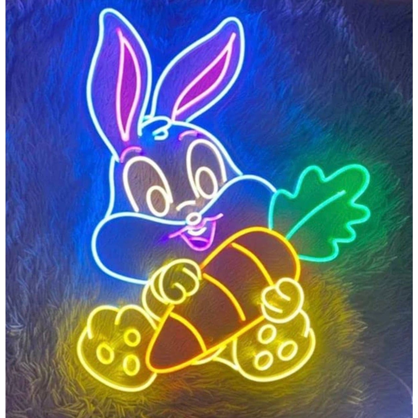 Adorable Bright Colorful Happy Baby Bunny Rabbit with a Carrot LED Night Light D