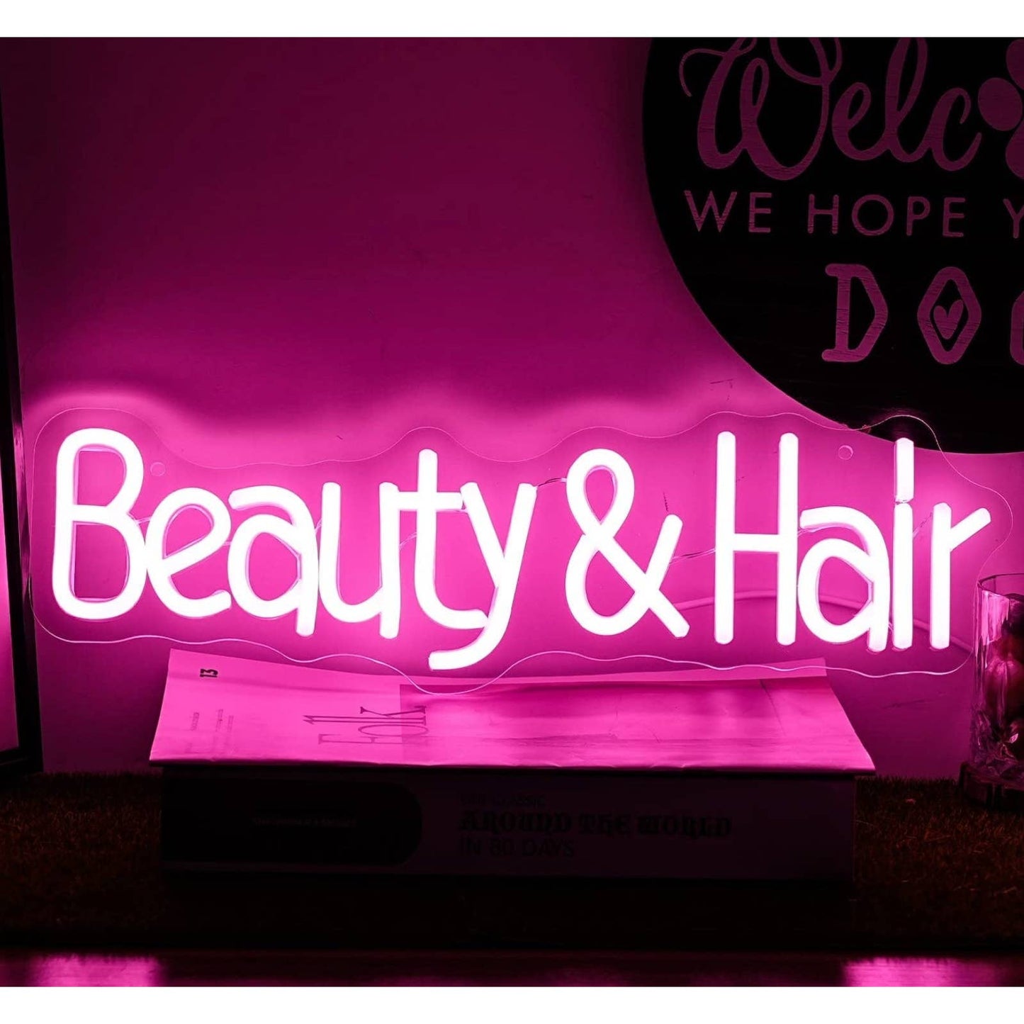 Lovely Bright Pink Beauty & Hair LED Night Light Salon Barber Spa Decoration