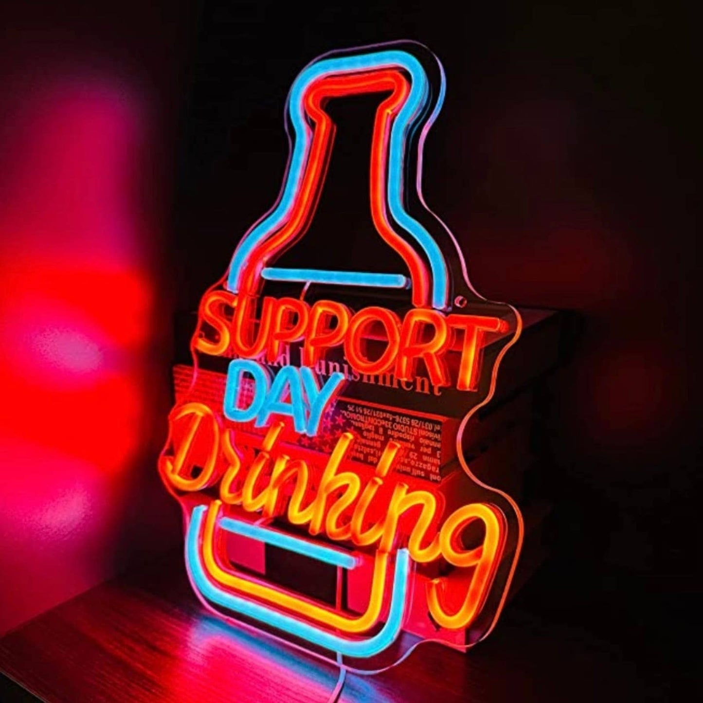 Fun Bright Support Day Drinking Beer Bar LED Night Light Room Wall Decoration