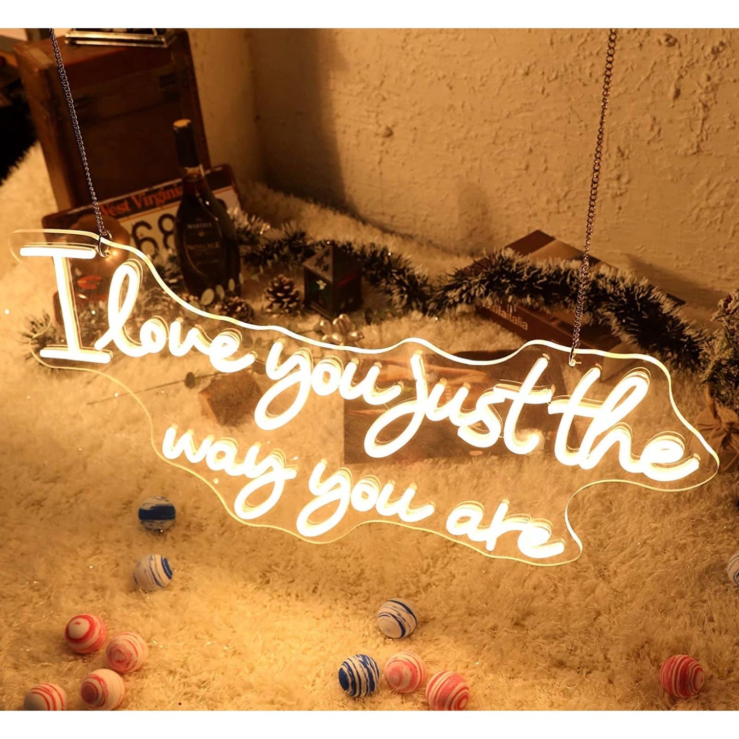 Lovely Bright White “I Love You Just The Way You Are” LED Night Light Room Wall
