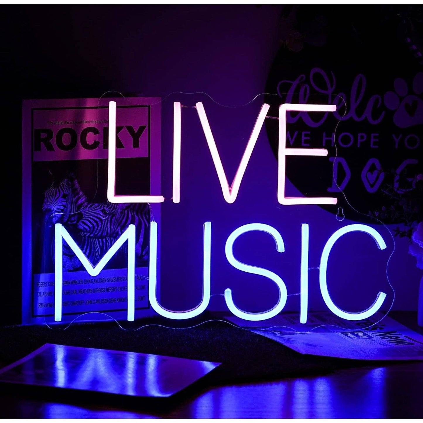 Fun Bright Pink / Blue Live Music LED Night Light Room Wall Party Decoration