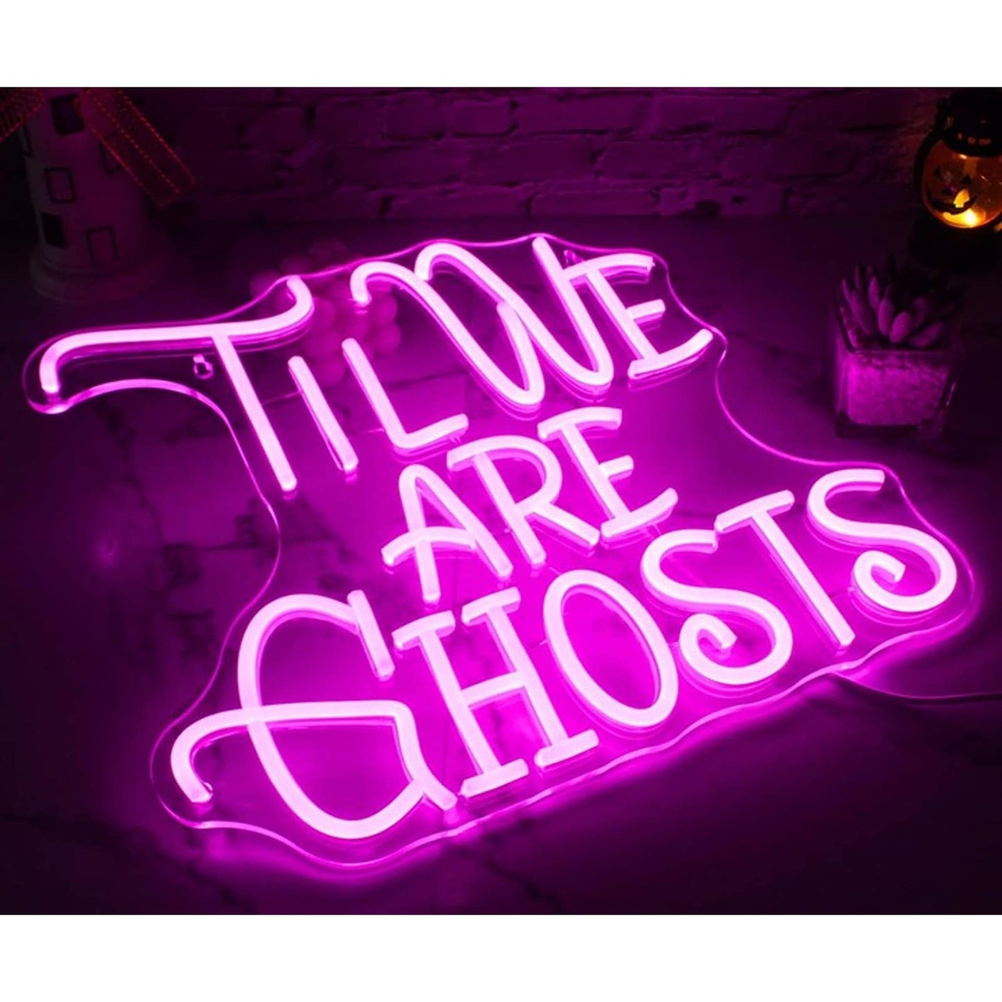 Vivid Bright Spooky Pink “Til We Are Ghost” LED Night Light Halloween Decoration
