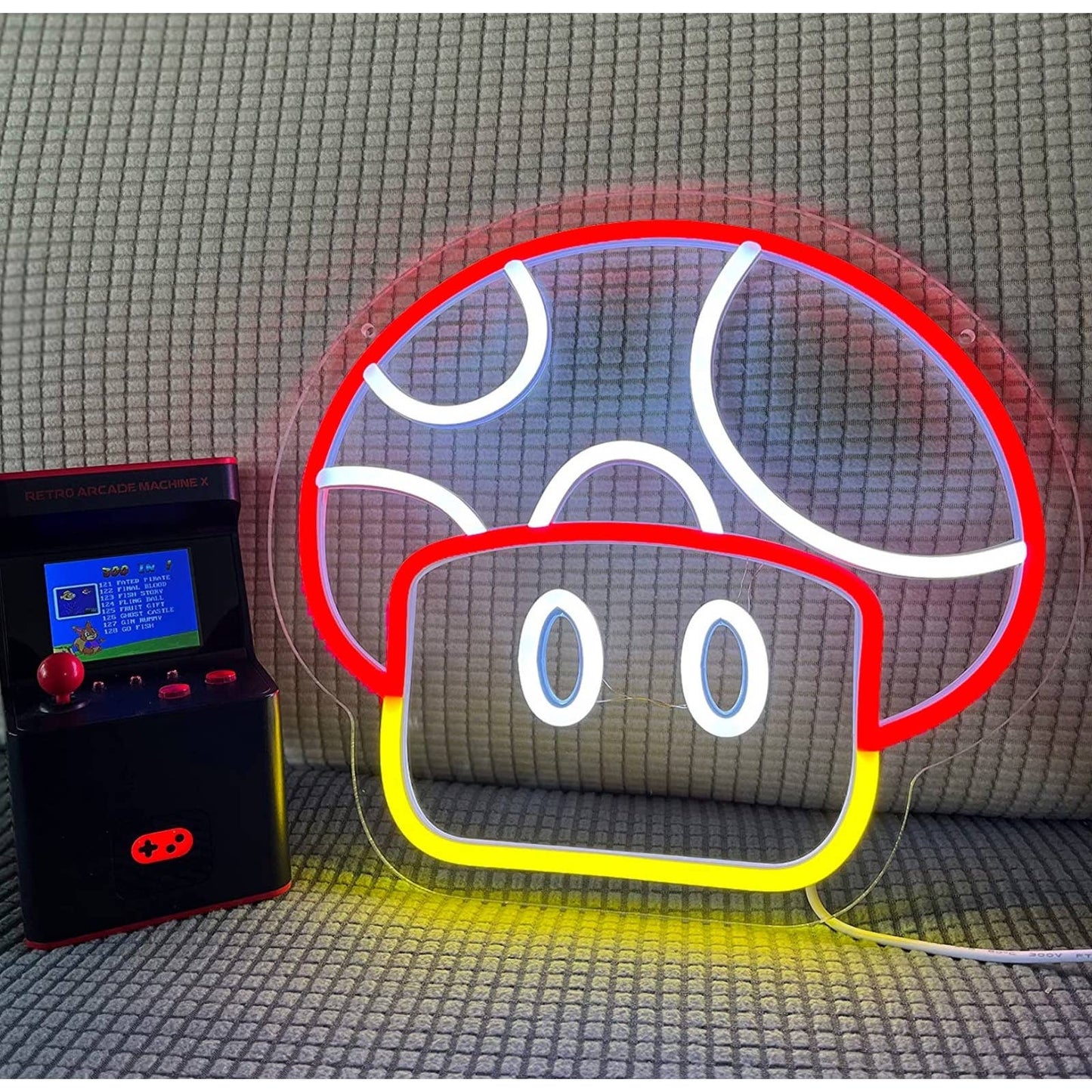 Fun Bright Super Mario Power Up Mushroom LED Light Video Game Room Wall Decor