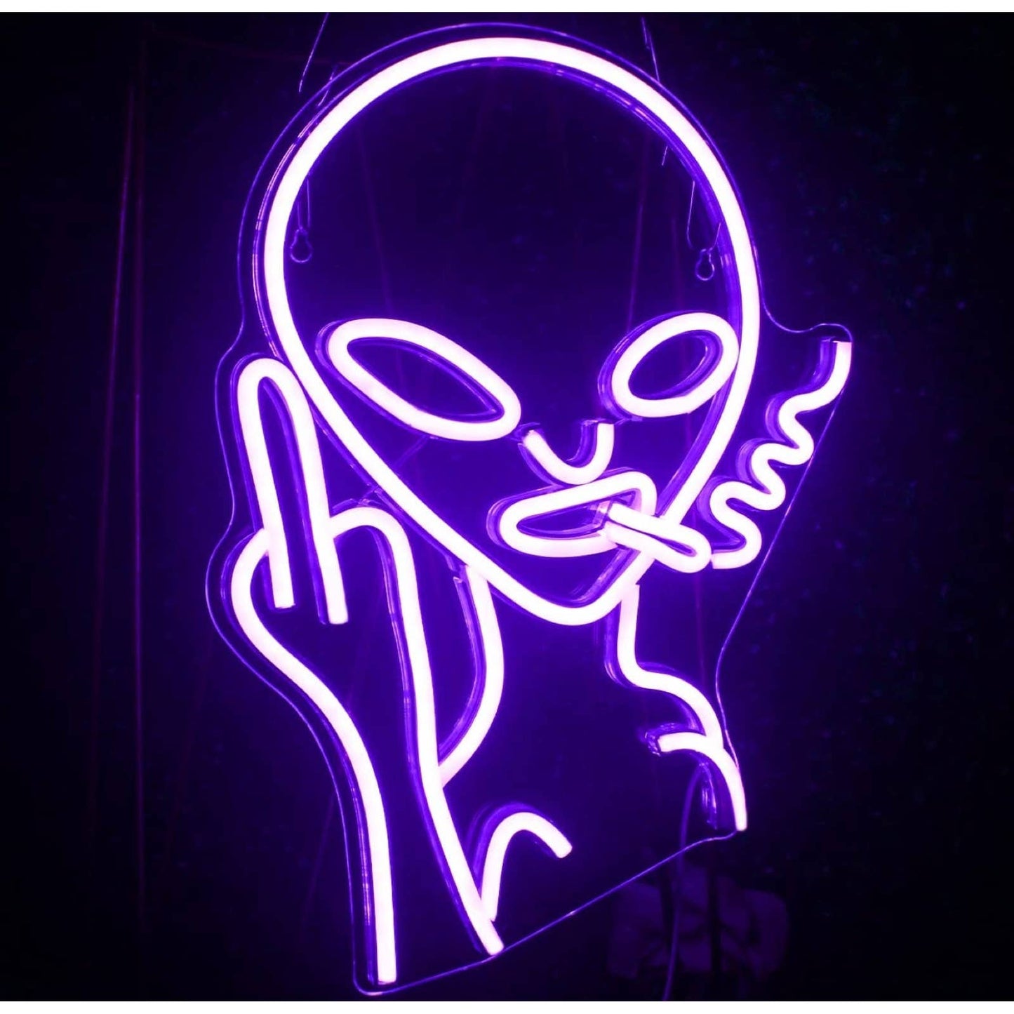 Funny Bright Purple Bad Alien LED Night Light Sign Room Wall Decoration