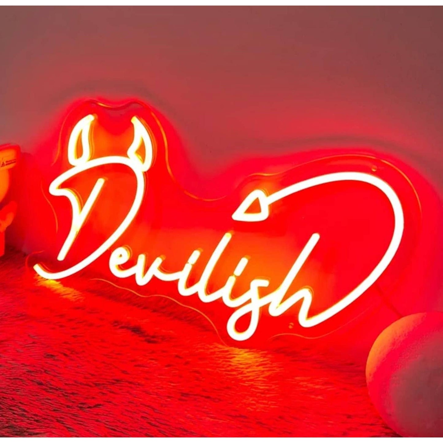 Vivid Bright Red “Devilish” LED Night Light Room Wall Decoration
