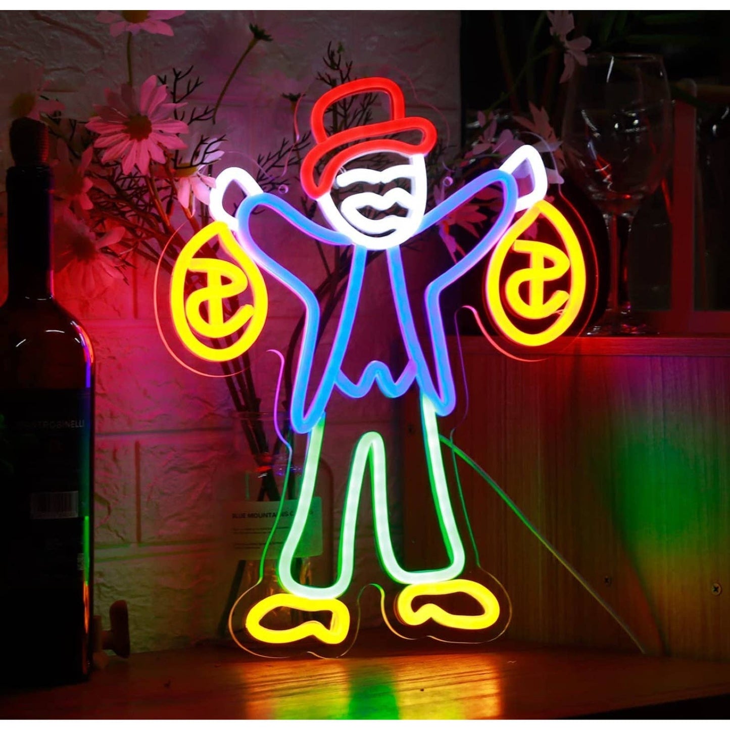 Fun Bright Colorful Money Bag Man LED Night Light Room Wall Decoration