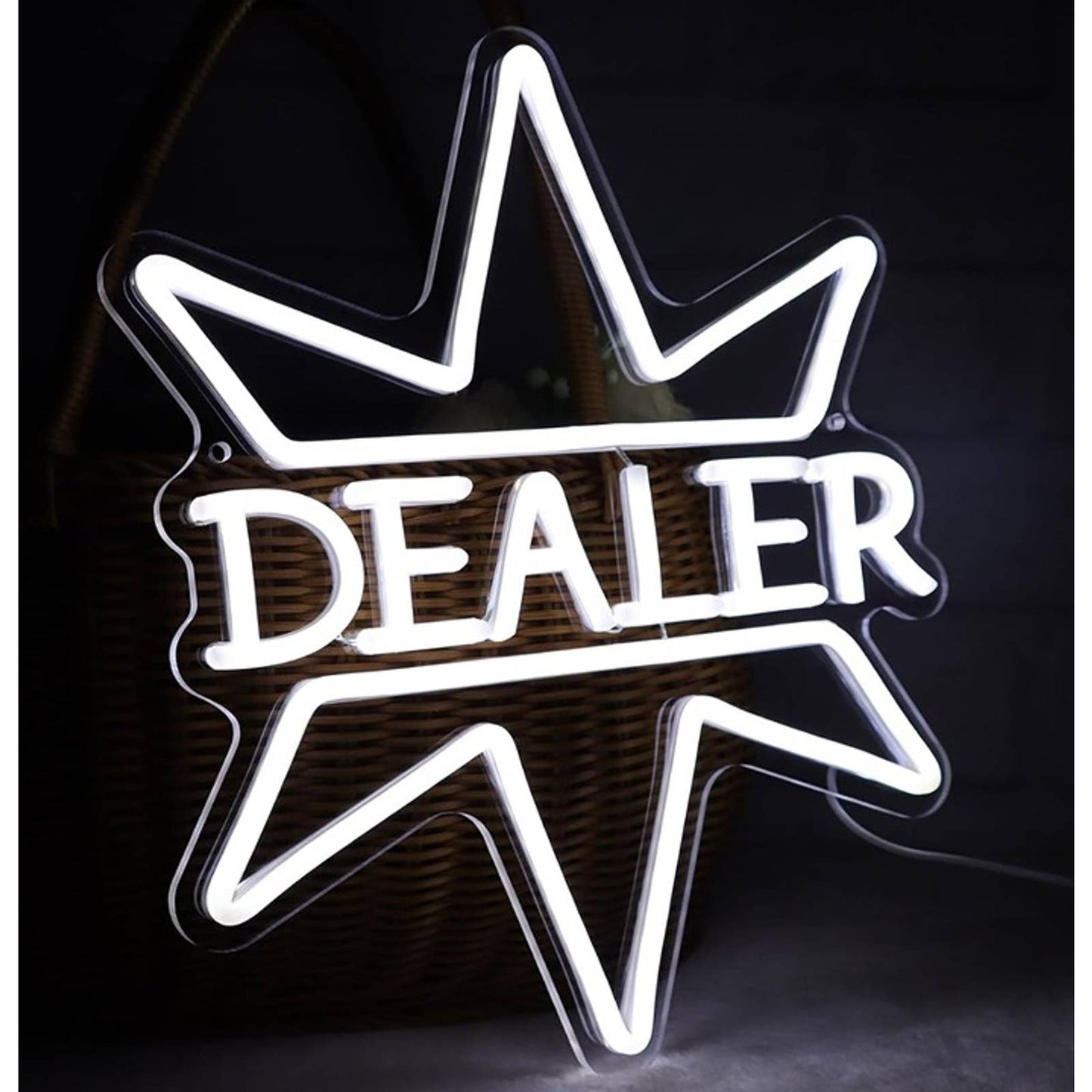 Vivid Bright White Star “Dealer” Poker LED Night Light Game Room Wall Decor