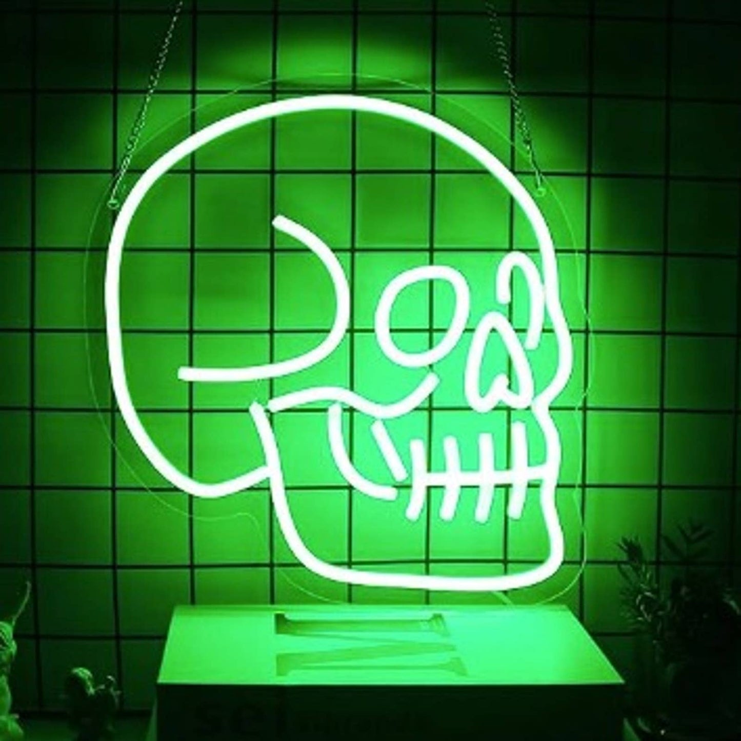 Vivid Bright Green Skull LED Night Light Room Wall Decoration