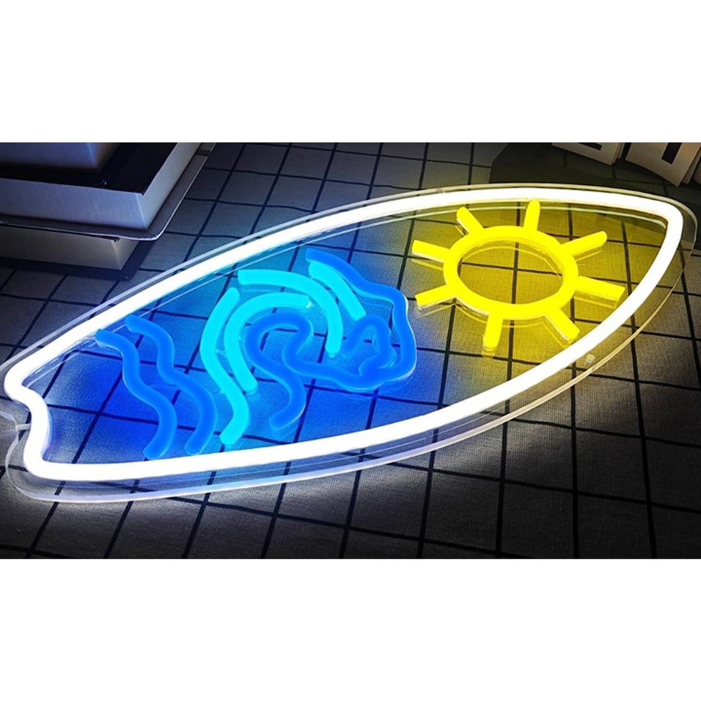 Fun Bright Ocean Wave Sun Rise Surfboard LED Night Light Room Wall Decor