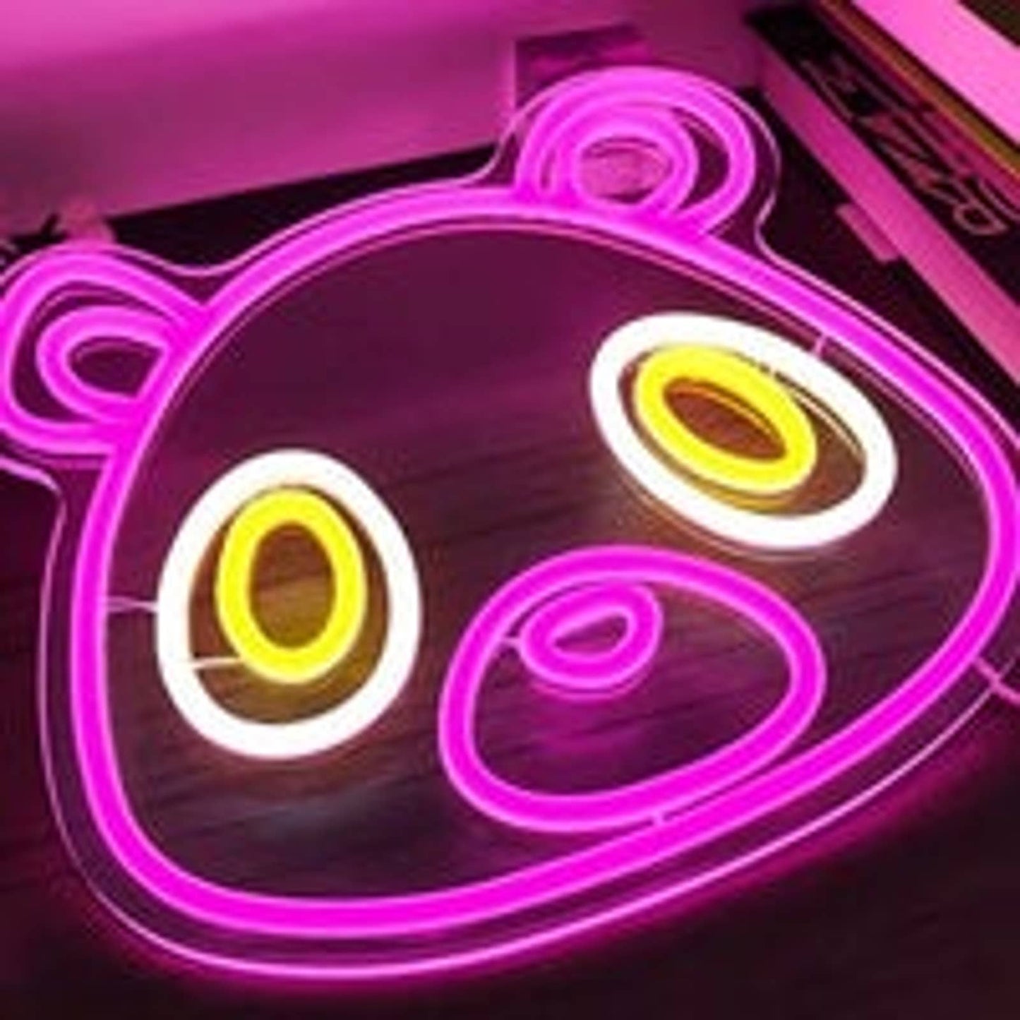 Vivid Bright Pink Kanye West Graduation/Dropout Bear LED Night Light Room Wall D