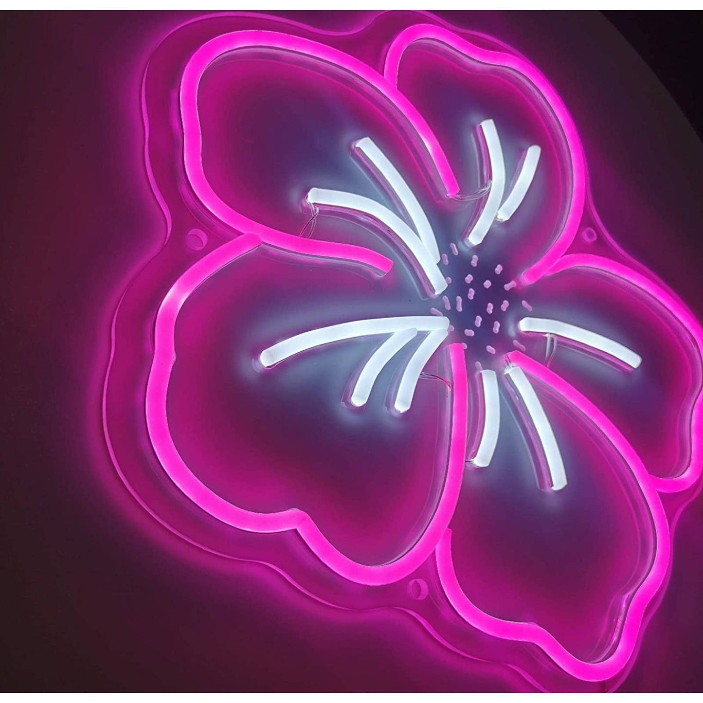 Lovely Pink Hibiscus Hawaiian Flower LED Night Light Room Wall Decor