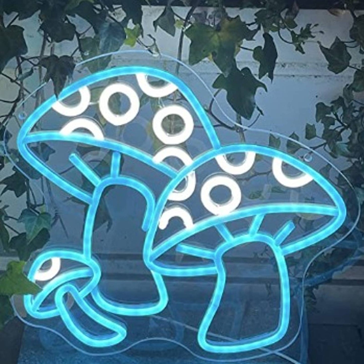 Fun Vivid Bright Blue Spotted Mushroom Cluster LED Night Light Room Wall Decorat