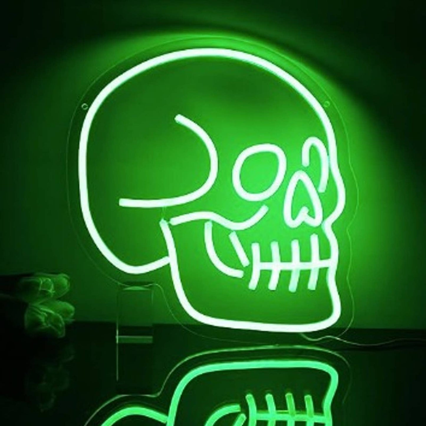 Vivid Bright Green Skull LED Night Light Room Wall Decoration