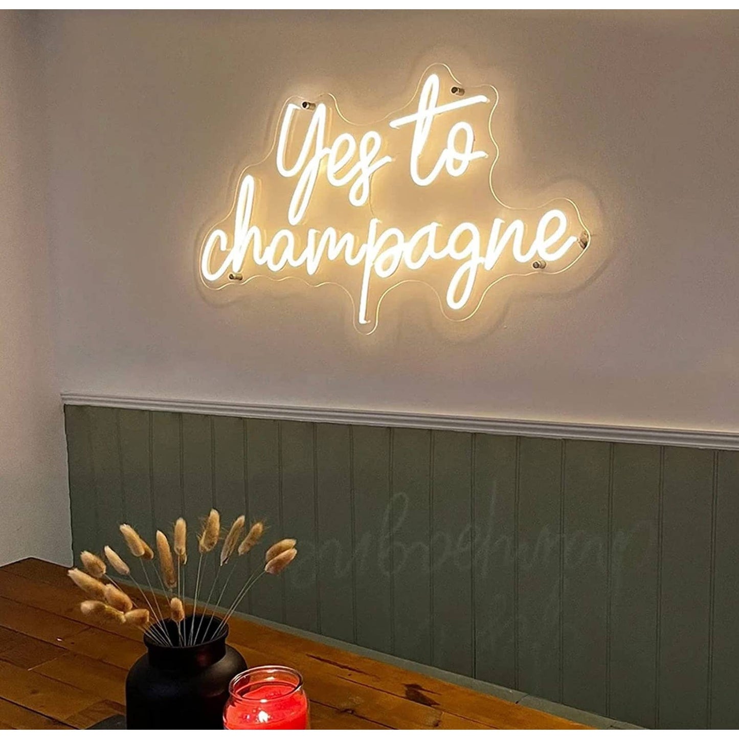 Large Fun Bright “Yes to Champagne” LED Night Light Party Room Wall Decoration