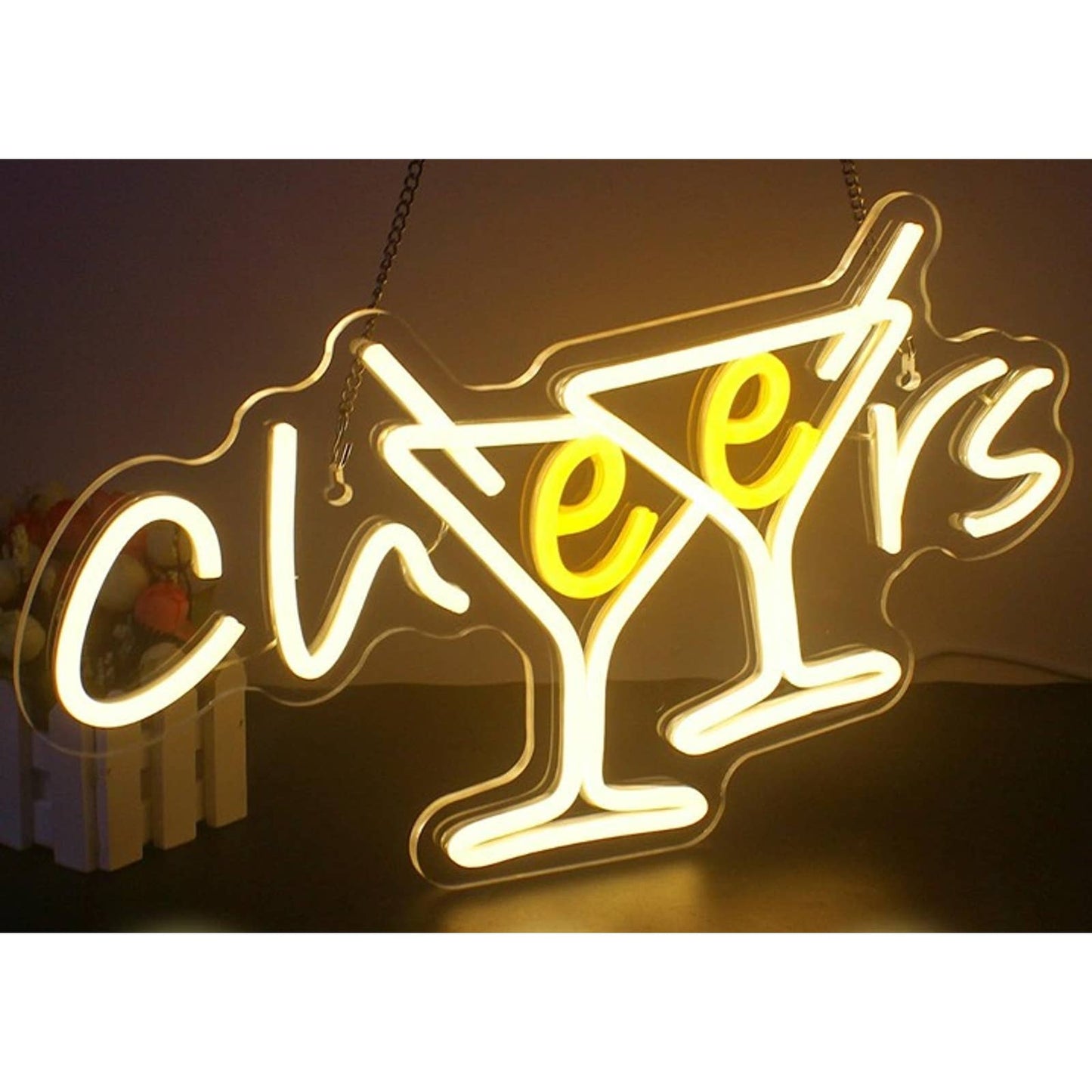 Vivid Bright Fun Cheer Cocktail Glasses LED Night Light Room Wall Decoration