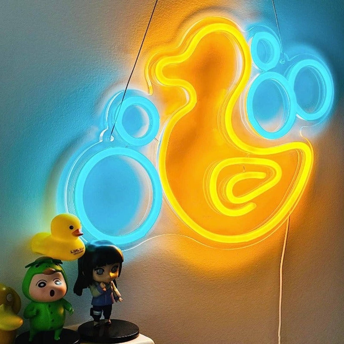 Fun Vivid Bright Yellow Bubble Bath Rubber Ducky LED Night Light Wall Decor