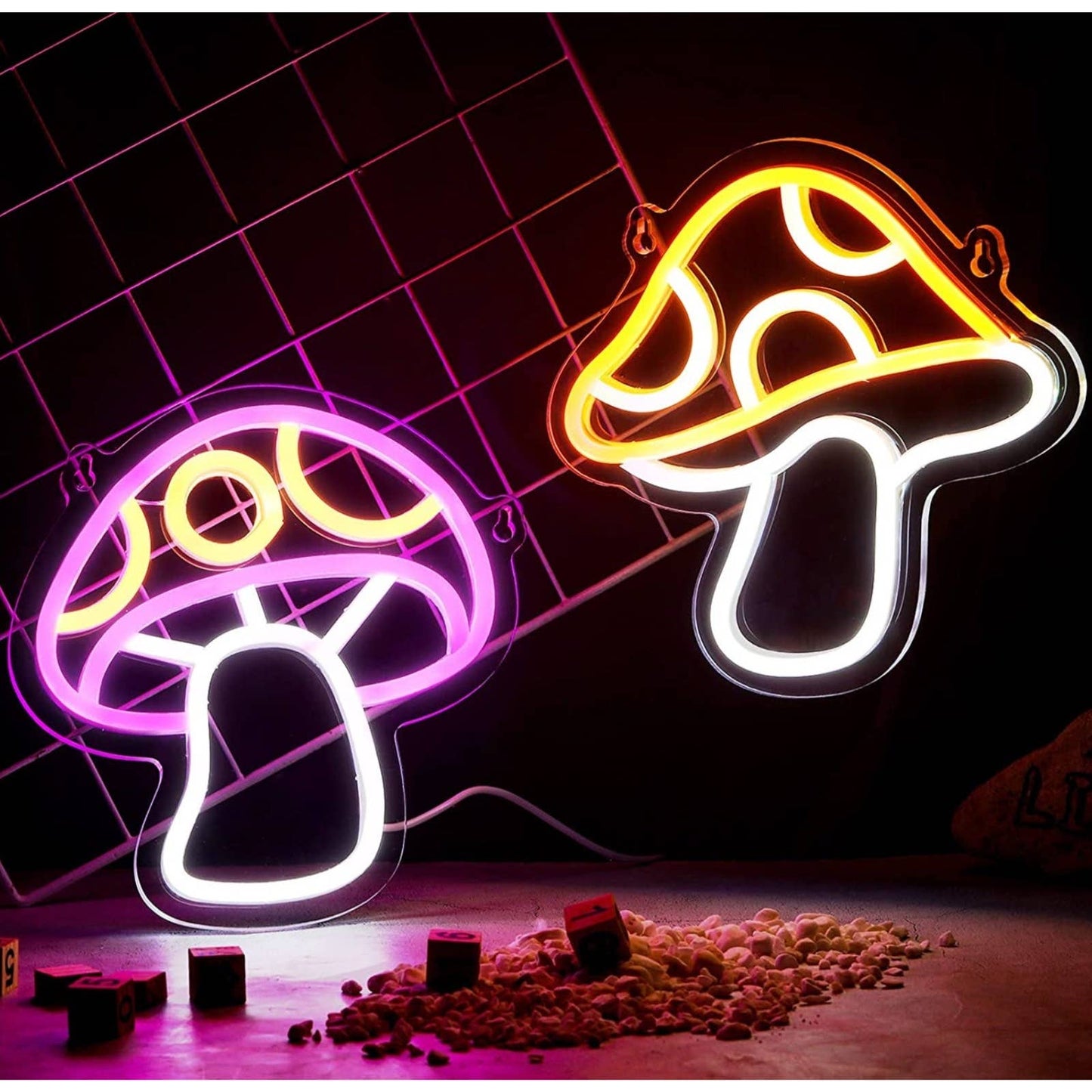 Lovely Bright Light Up Colorful Mushroom Bundle LED Night Light Room Wall Decor