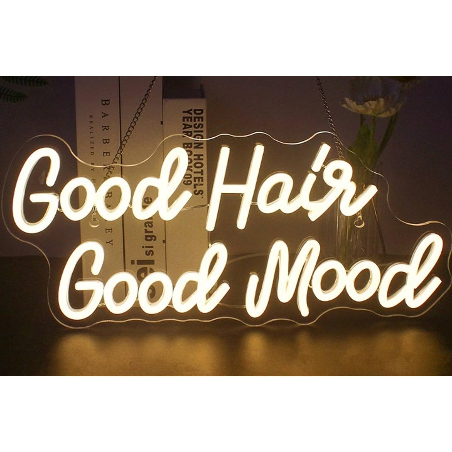 Fun Vivid Warm Bright “Good Hair Good Mood” LED Light Salon Spa Decor