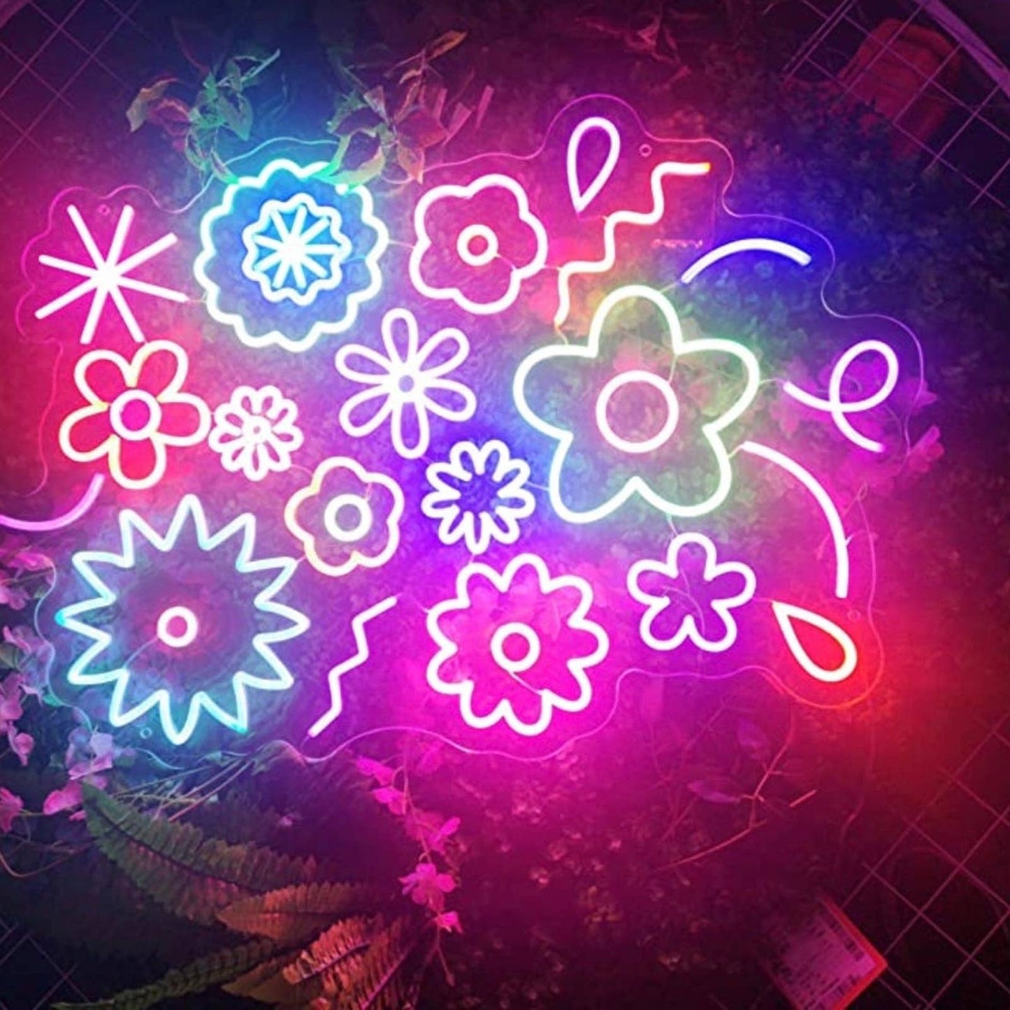 Lovely Vivid Bright Rainbow Flower Cluster LED Night Light Room Wall Decoration