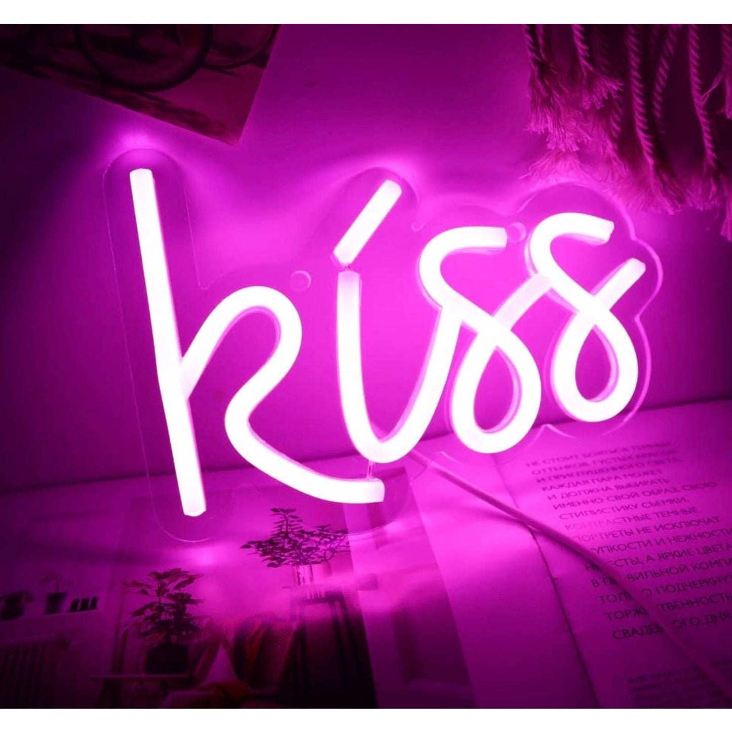 Lovely Bright Pink “kiss” LED Night Light Room Wall Decoration