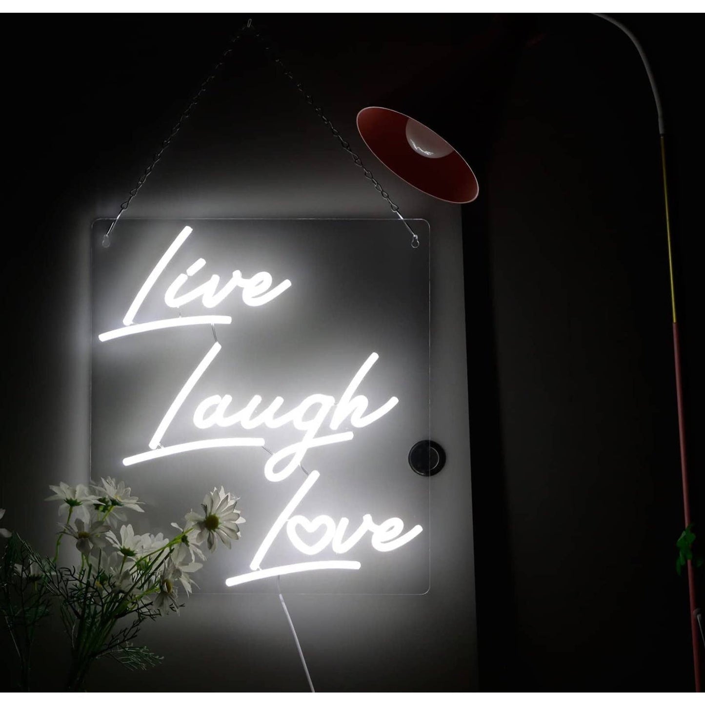 Lovely Simple Cool Bright White Live Laugh Love LED Night Light Sign Room Decor