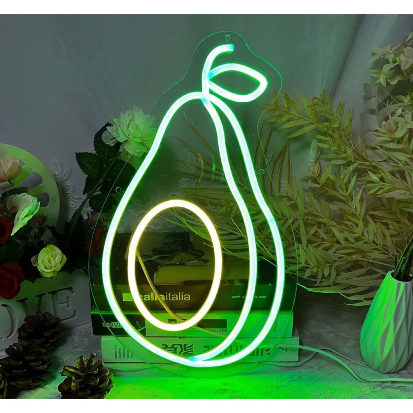 Tasty Bright Green / Yellow Avocado LED Night Light Room Wall Decoration