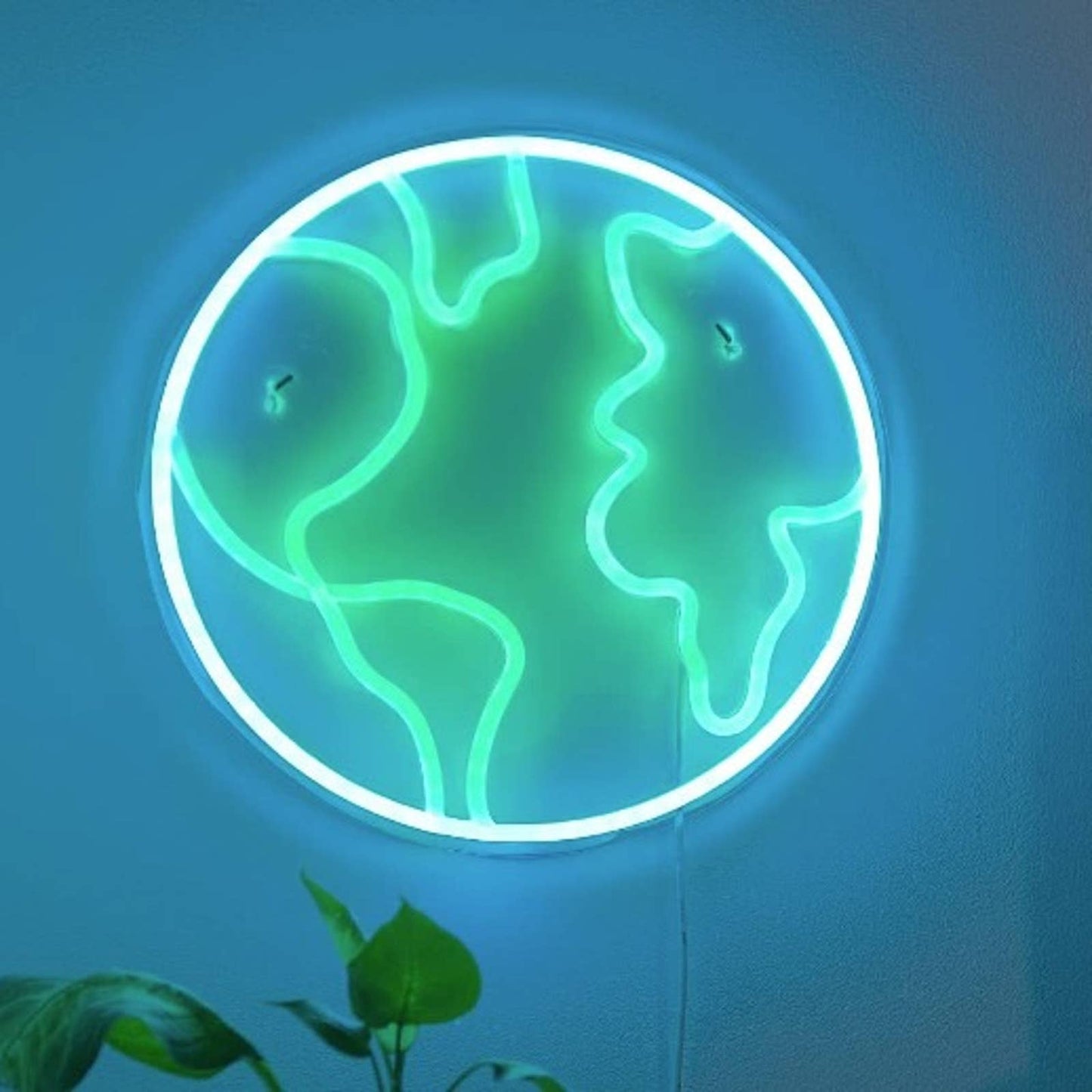 Lovely Vivid Bright Green & Blue Planet Earth LED Night Light Room Wall Decor