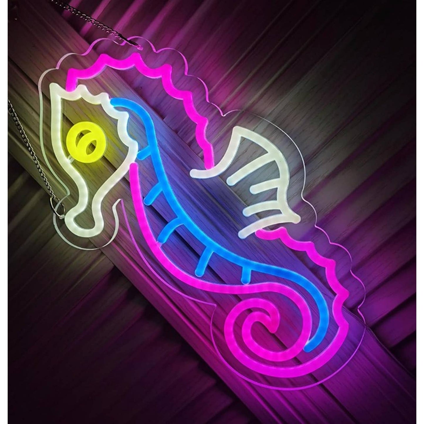 Super Cute Smart Pink Baby Seahorse Cartoon LED Night Light Room Wall Decor