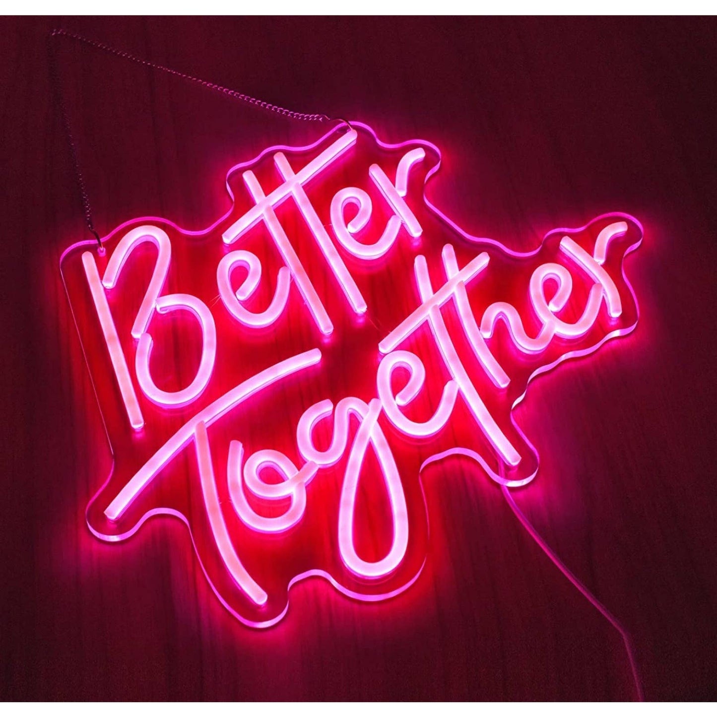 Lovely Bright Pink Romantic “Better Together” LED Night Light Room Wall Decor