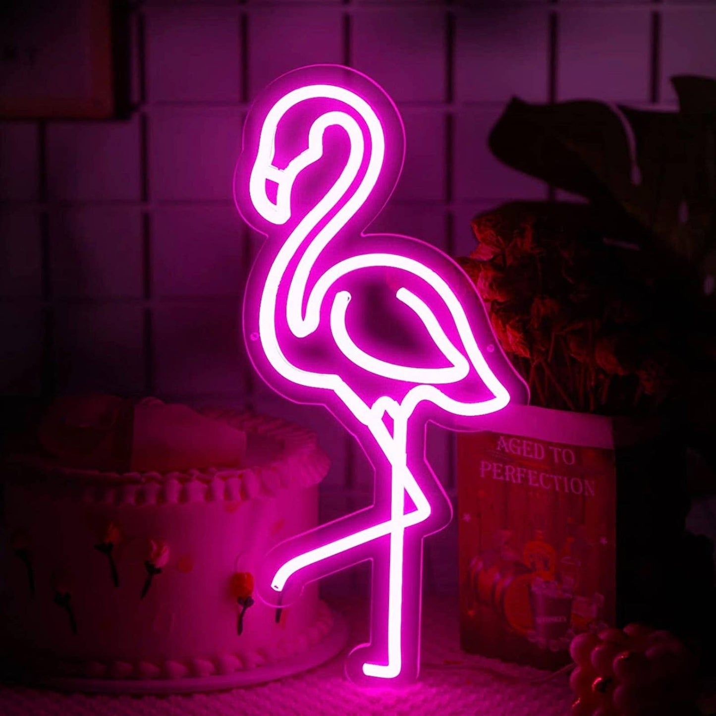 Lovely Bright Vivid Pink Flamingo LED Night Light Room Wall Decoration