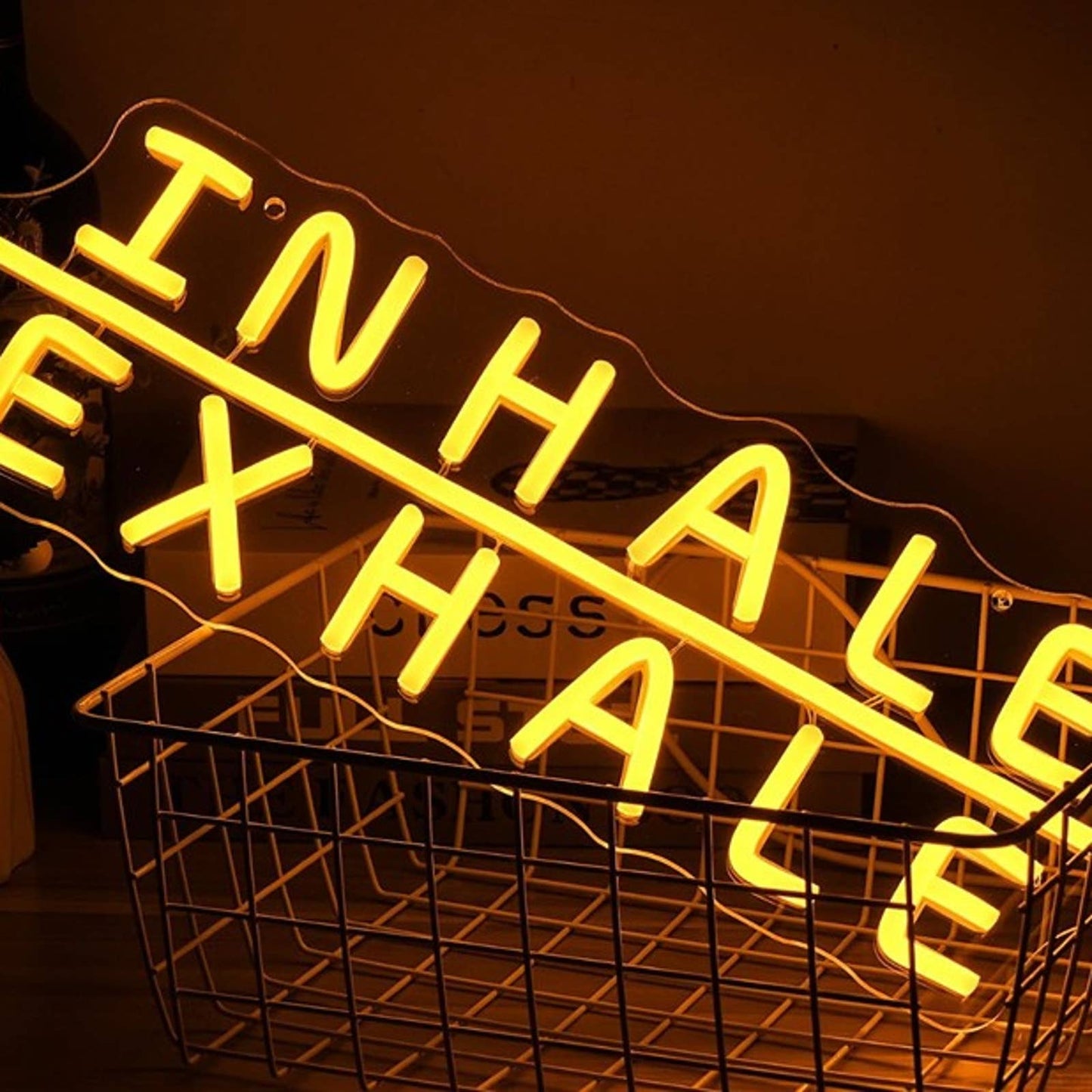 Warm Bright Yellow Inhale/Exhale LED Night Light Room Wall Decoration