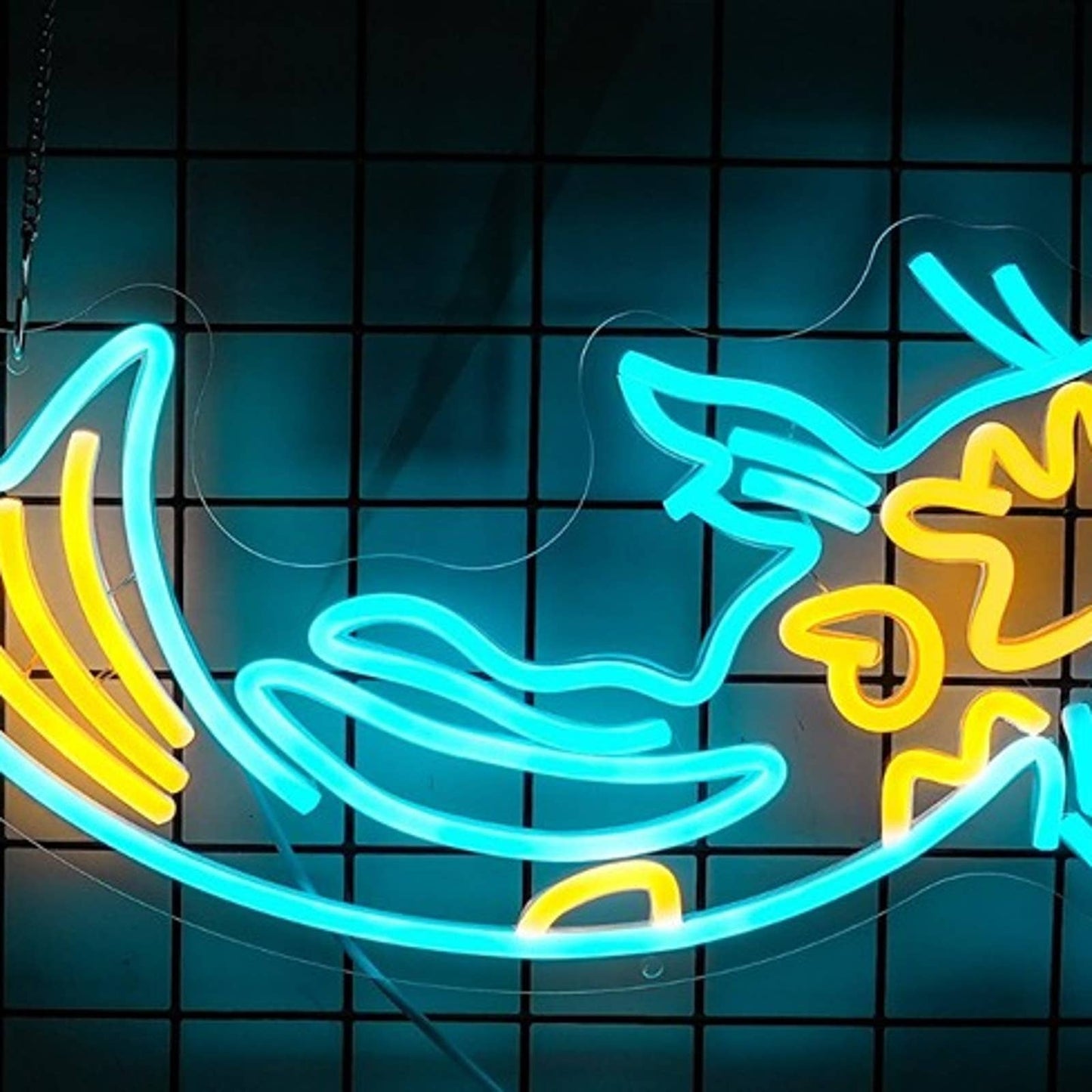Vivid Bright Yellow/Blue Japanese Koi Fish LED Night Light Room Wall Decor