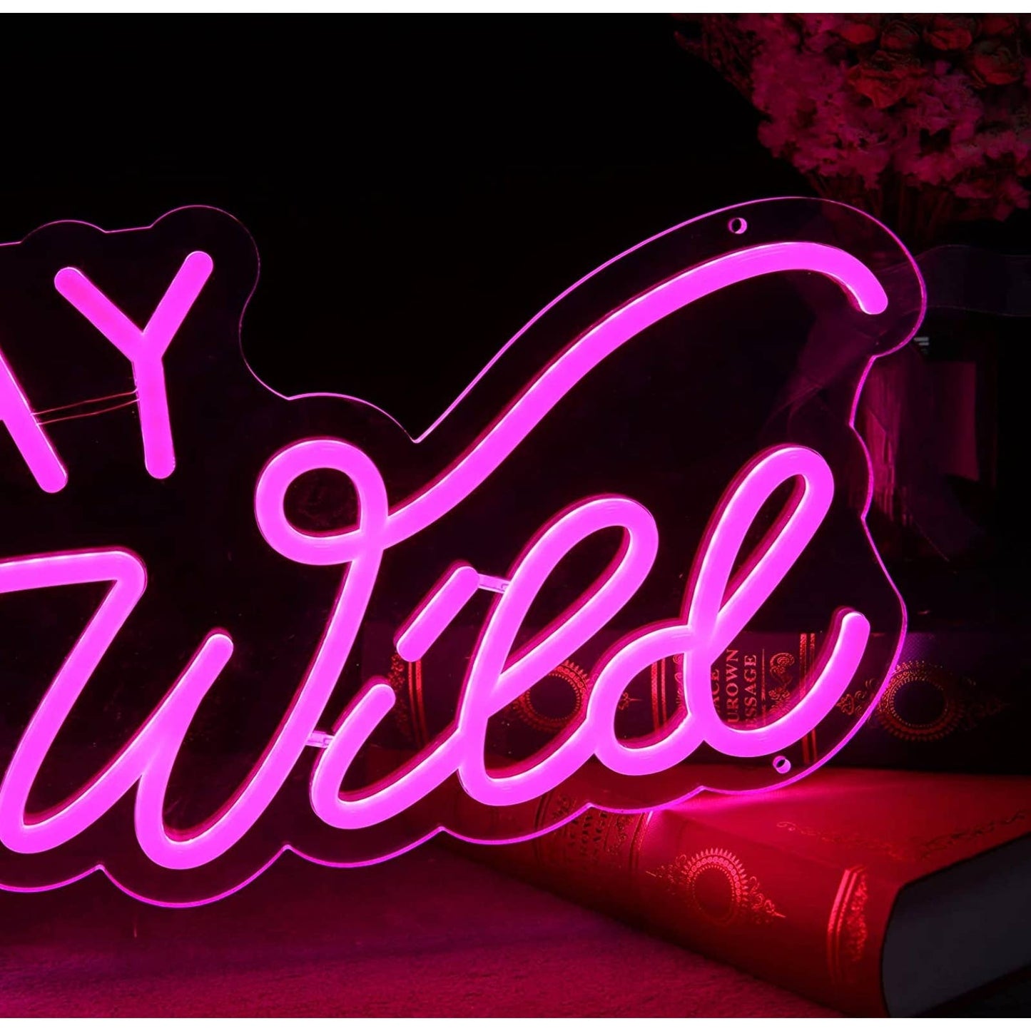 Fancy Vivid Bright Pink “Stay Wild” LED Night Light Room Wall Decor