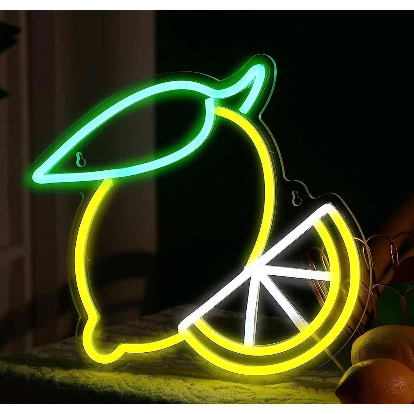 Lovely Bright Vivid Yellow Lemon Slice LED Night Light Room Wall Decor