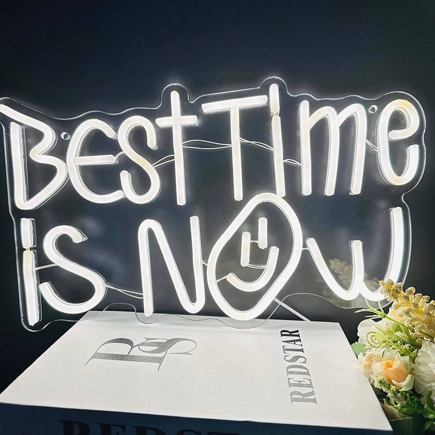 Lovely Bright Cool White Best Time Is Now LED Night Light Room Wall Decoration
