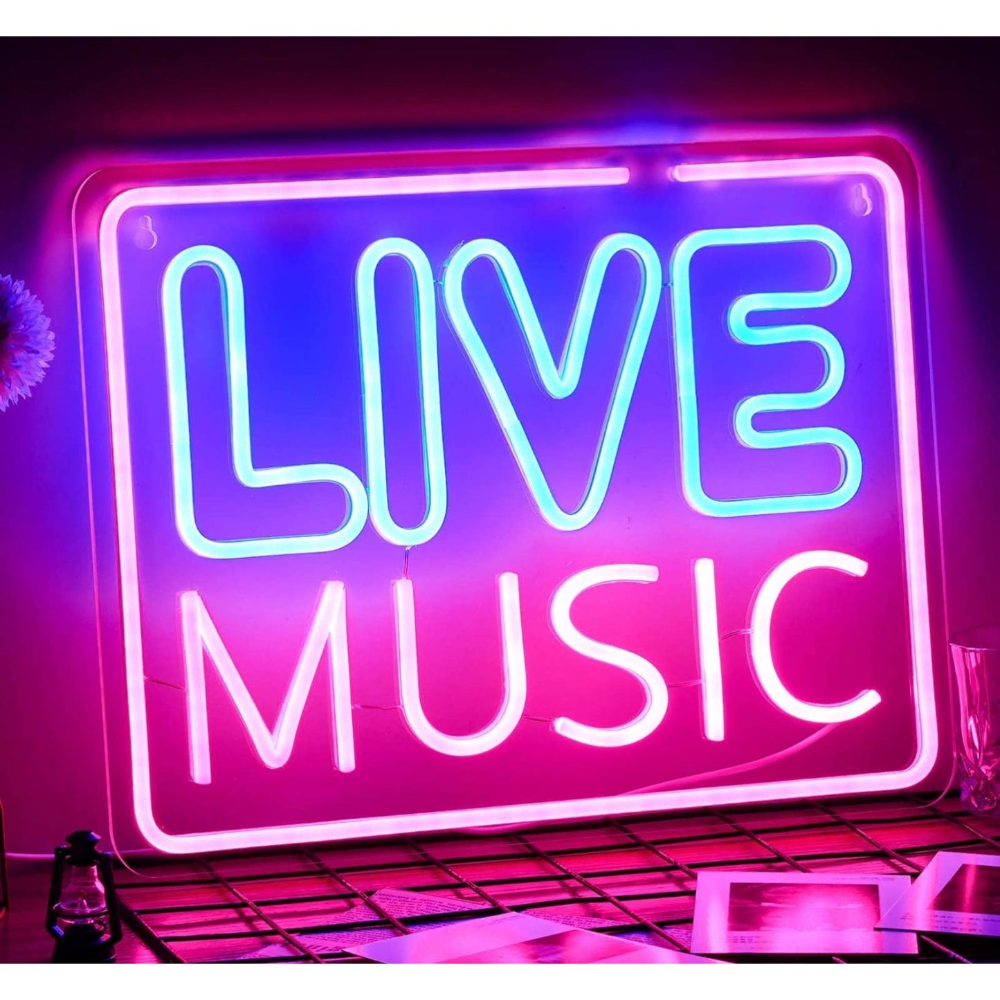 Lovely Bright Pink Blue Live Music LED Night Light Concert Sign Wall Decoration