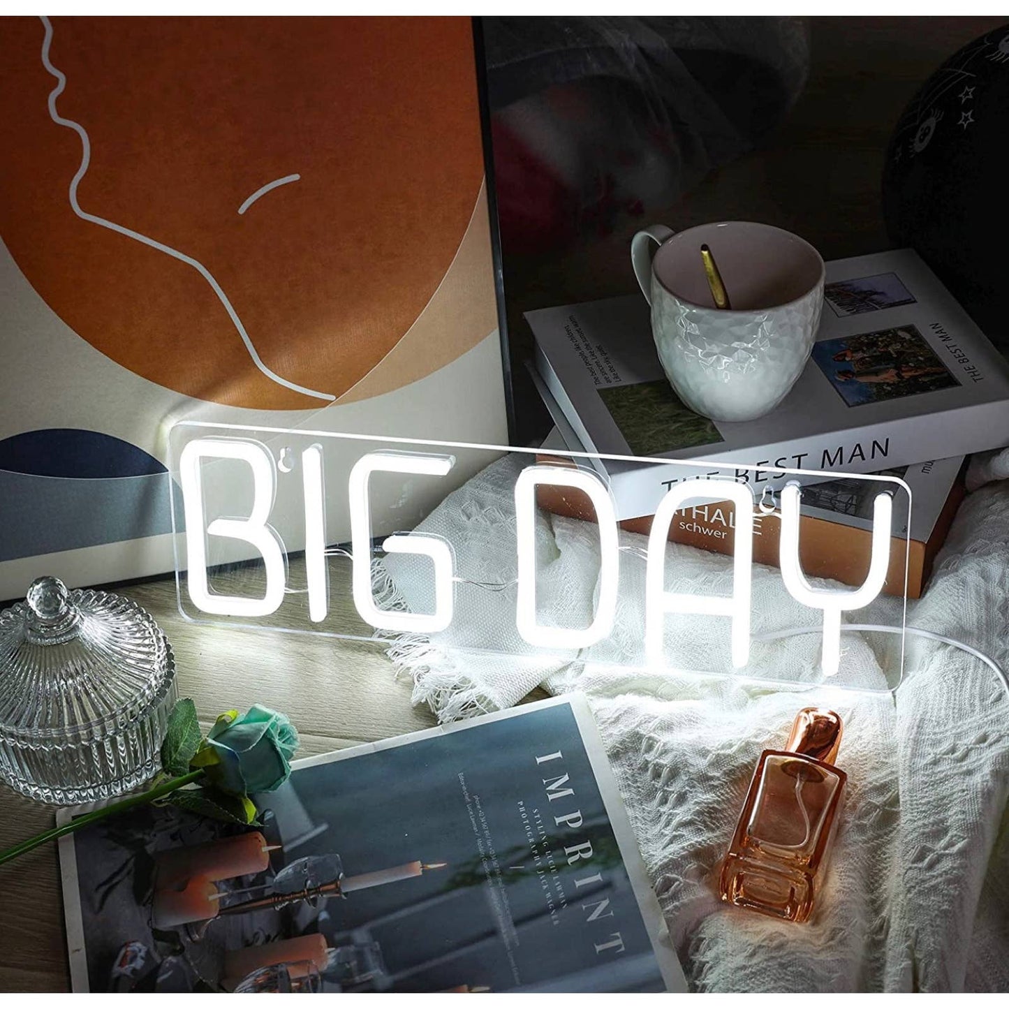 Lovely Bright “BIG DAY” LED Night Light Room Wall Celebration Decoration