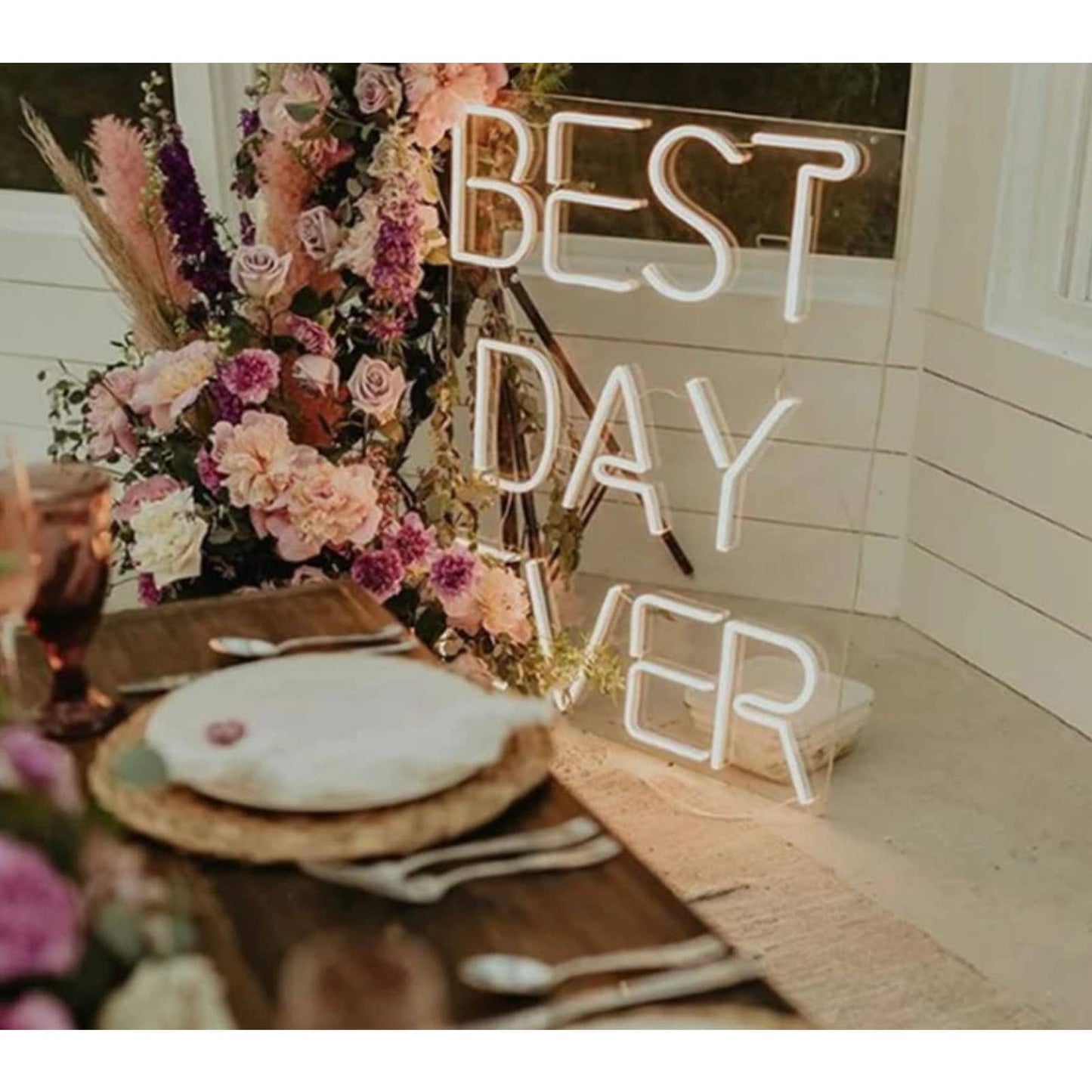 Fun Bright White BEST DAY EVER LED Night Light Sign Room Wall Decoration