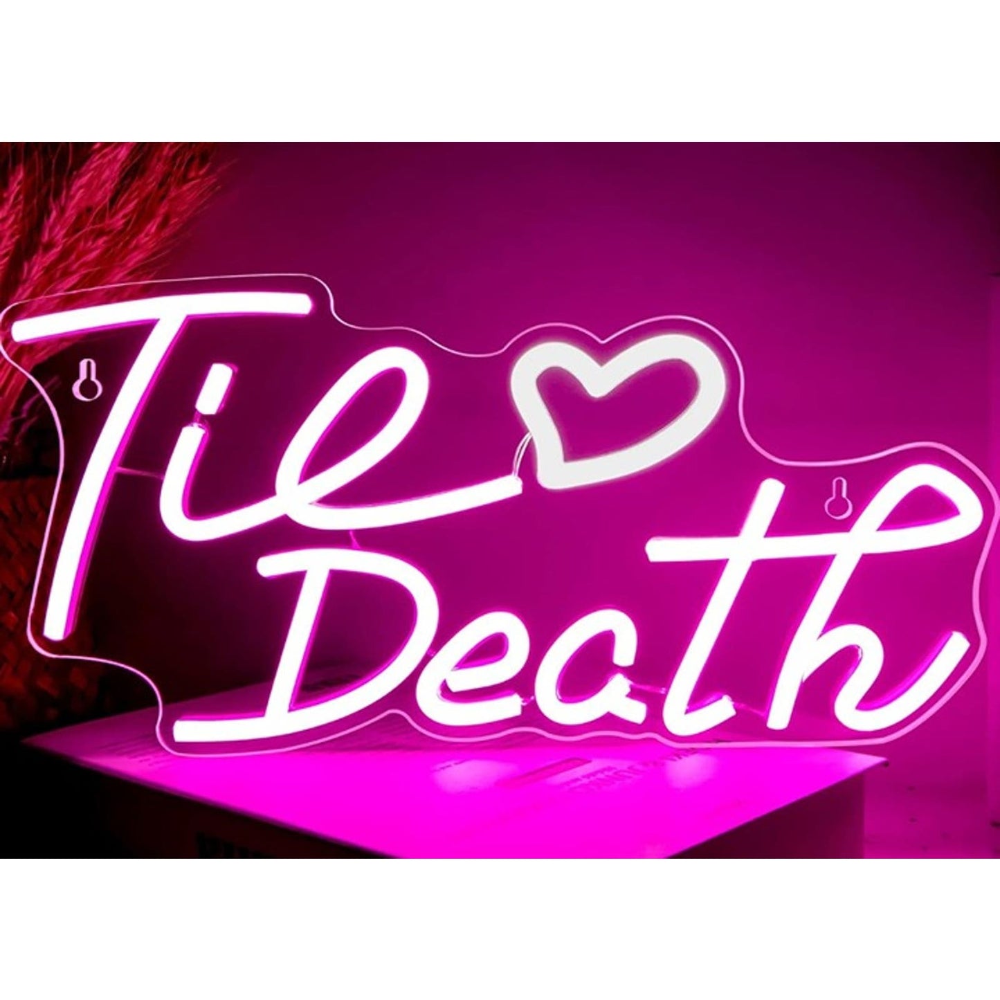 Lovely Bright Pink Til Death Heart LED Night Light Room Wall Decoration