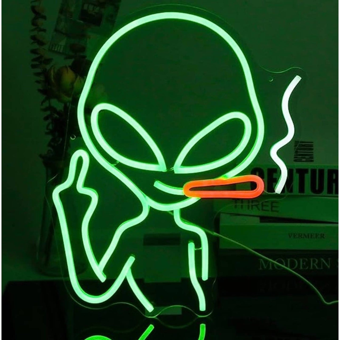 Funny Bright Bad Smoking Alien LED Night Light Room Wall UFO Decoration