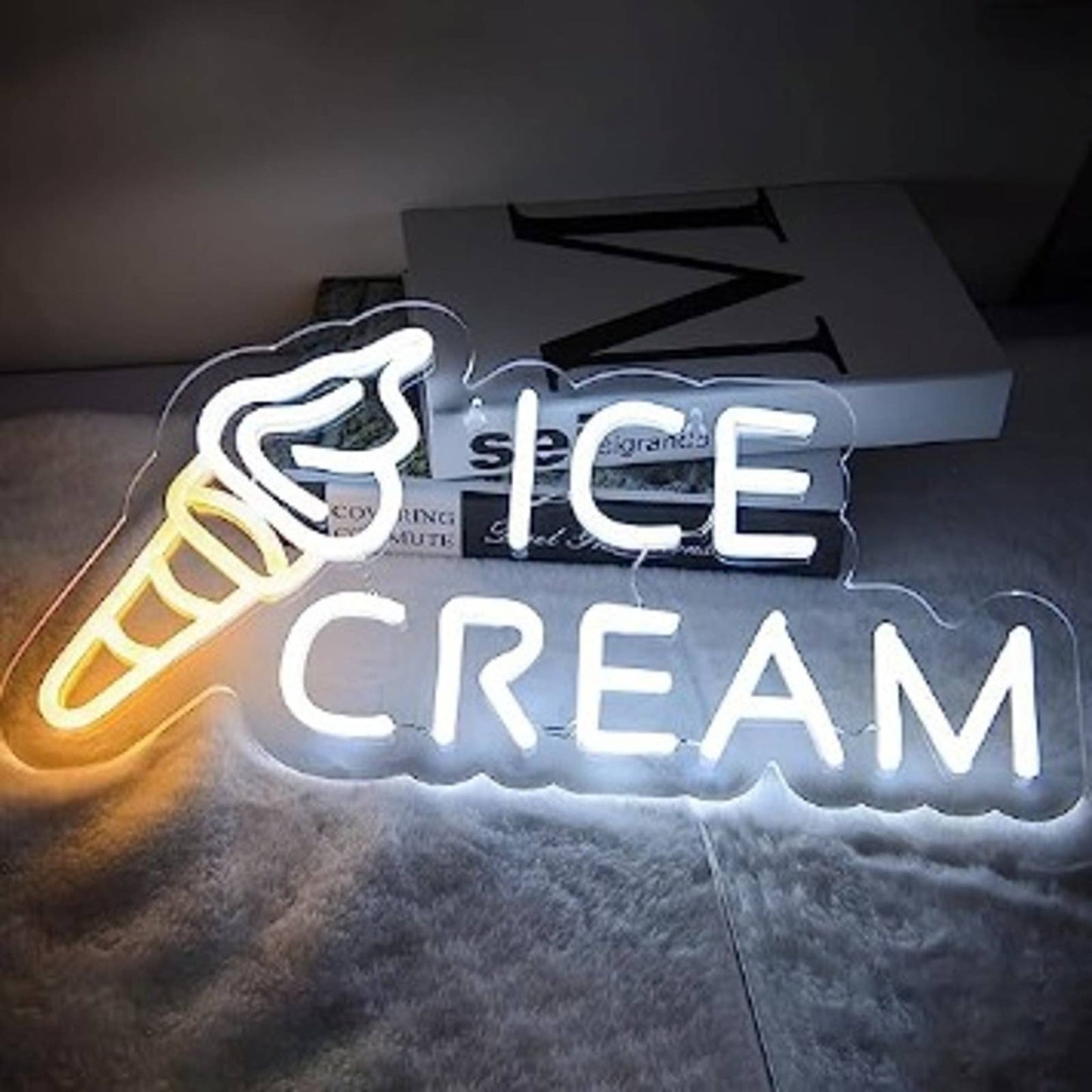 Fun Vivid Bright Ice Cream Shop LED Night Light Business Store Sign Decoration