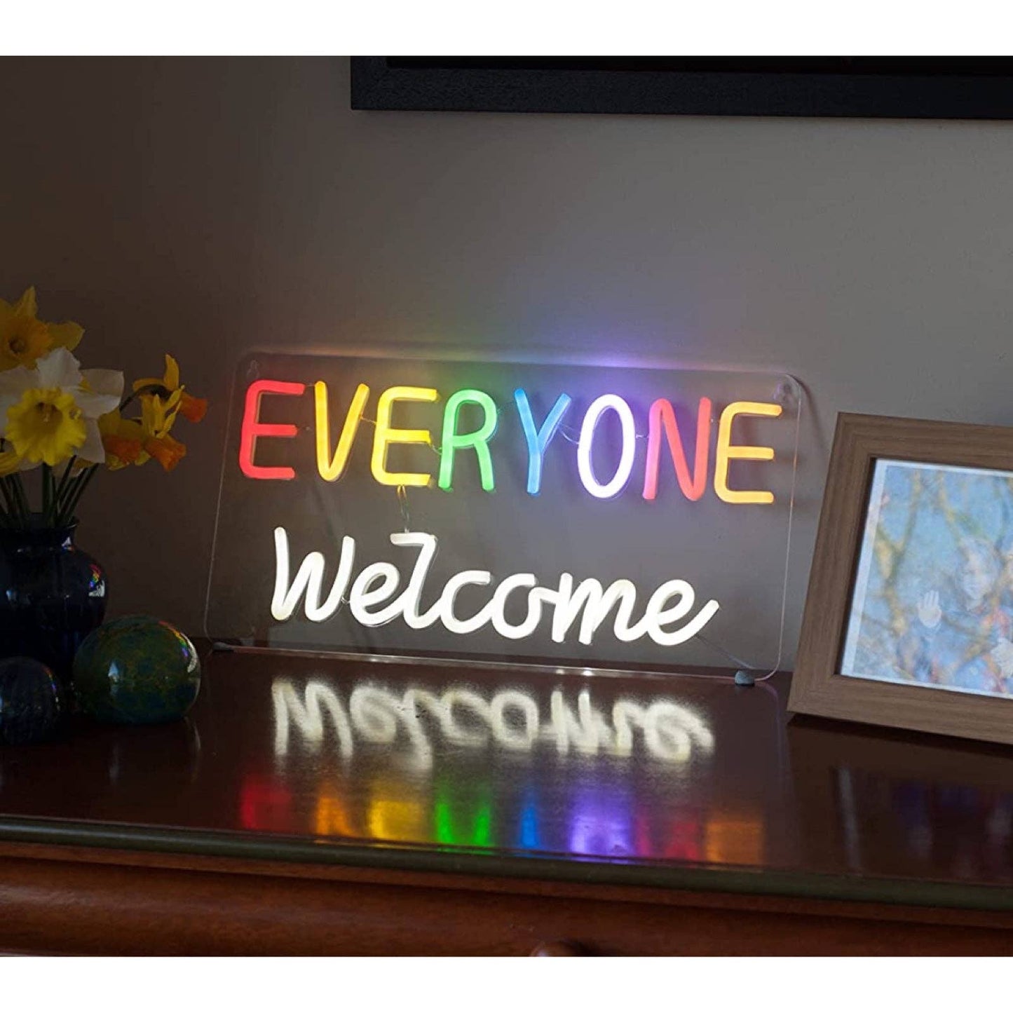 Lovely Bright Everyone Welcome LED Night Light Sign Pride Room Wall Decoration