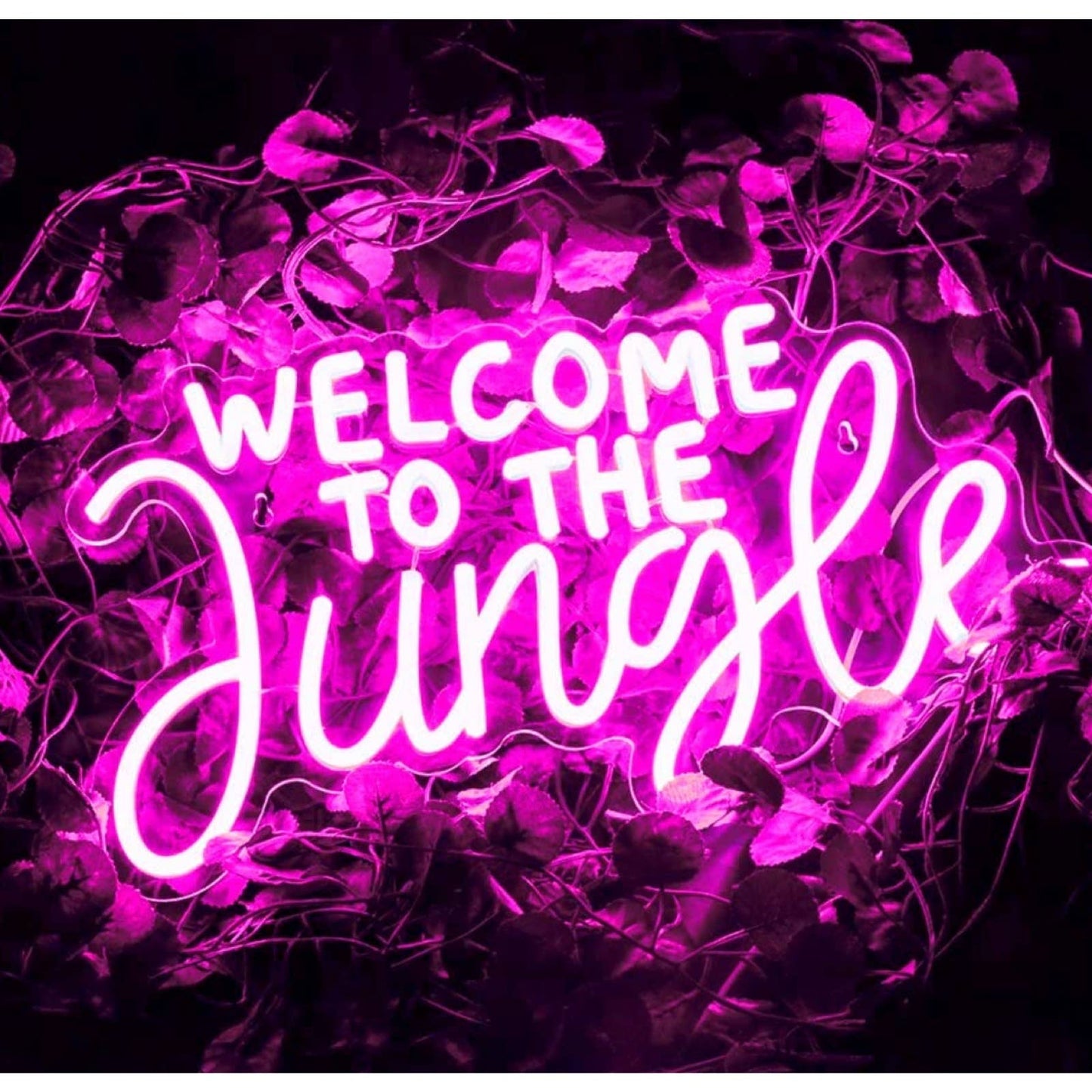 Lovely Bright Hot Pink “Welcome to the Jungle” LED Night Light Room Wall Decor