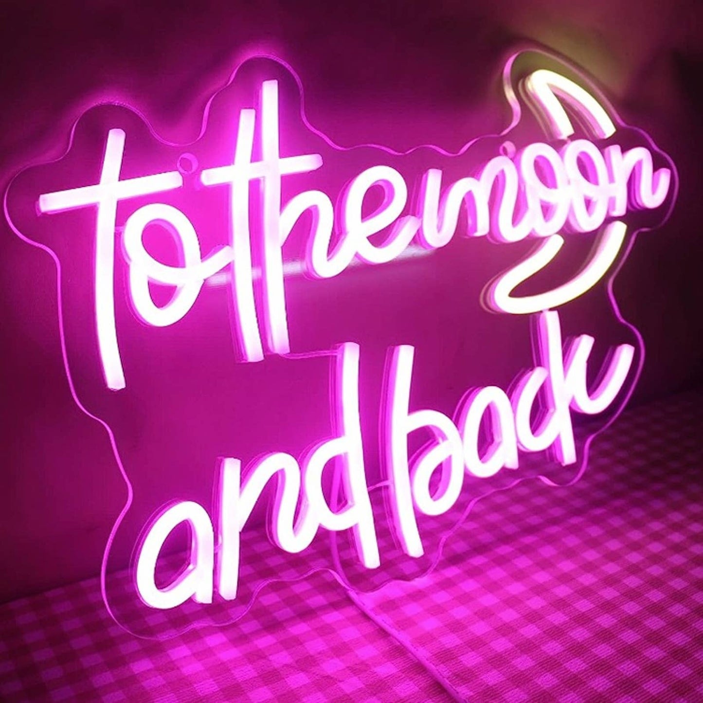 Lovely Bright Cool Pink & Yellow “to the moon and back” LED Night Light Decor