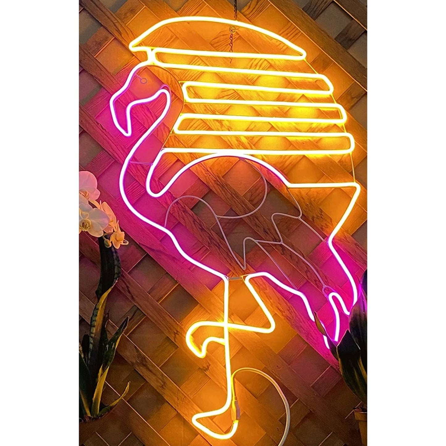Lovely Bright Pink Flamingo Sunset LED Night Light Room Wall Decoration