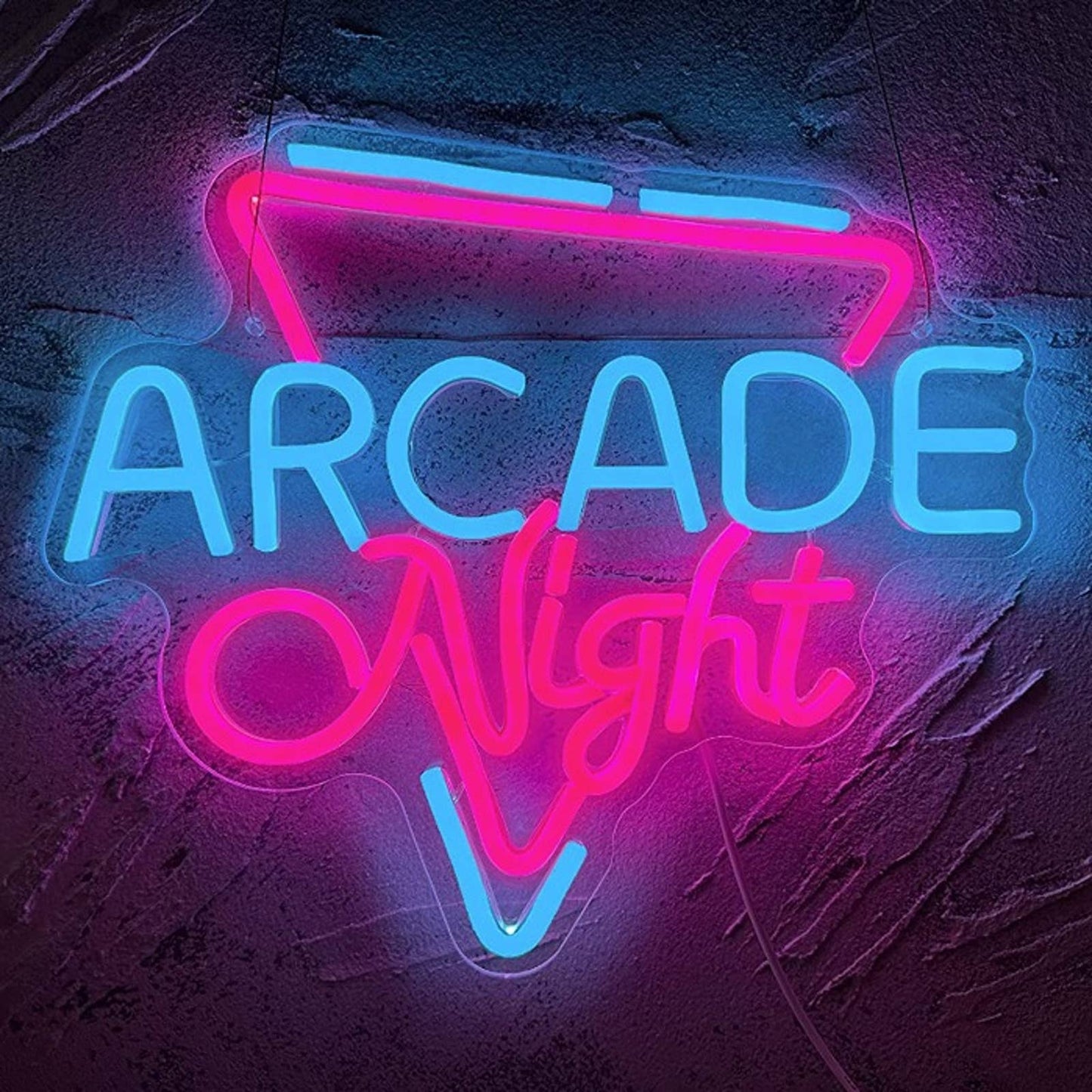 Fun Vivid Bright Pink / Blue Arcade Night LED Night Light Game Room Wall Decor