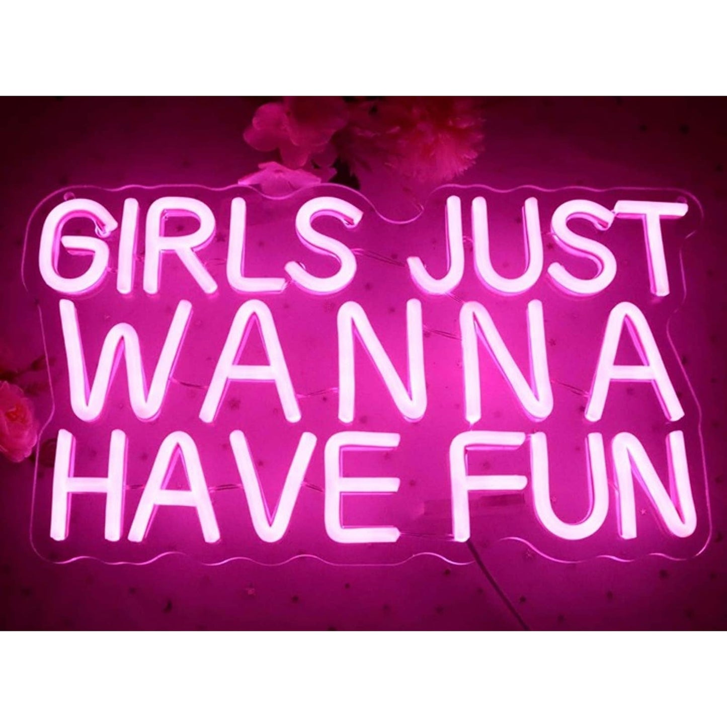 Fun Vivid Bright Pink “Girls Just Wanna Have Fun” LED Night Light