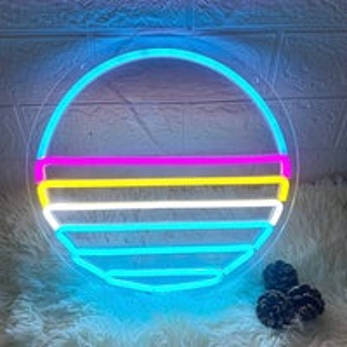 Lovely Bright Rainbow Blue Retro Sun LED Night Light Room Wall Decoration