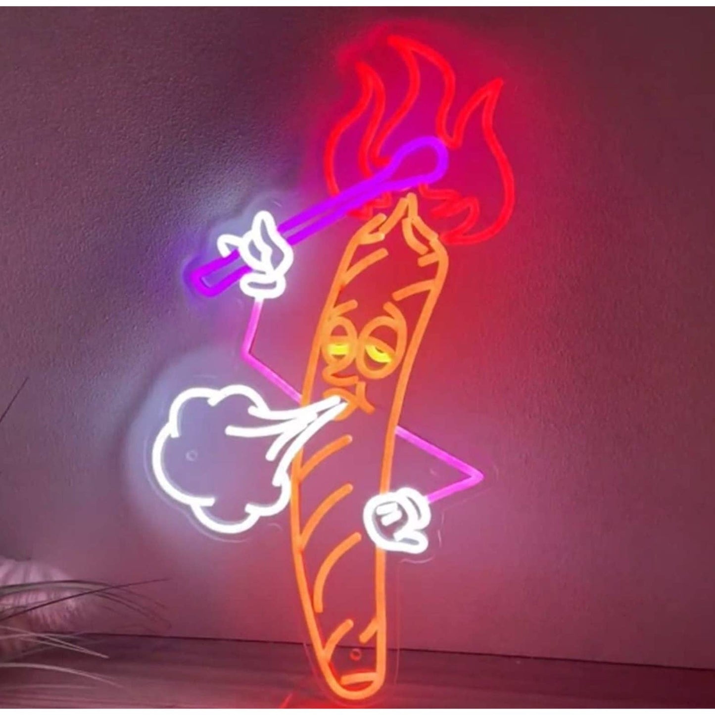 Funny Bright Cartoon Smoking Cigar LED Night Light Room Wall Decoration